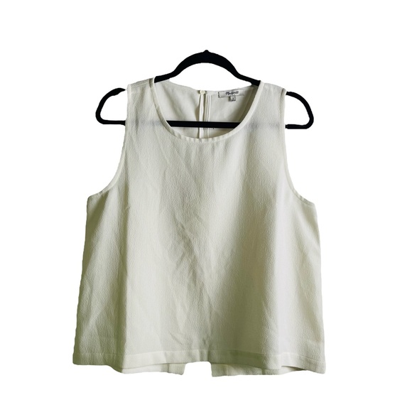 Madewell textured tank top open back cream white color woman's size large - Picture 3 of 8
